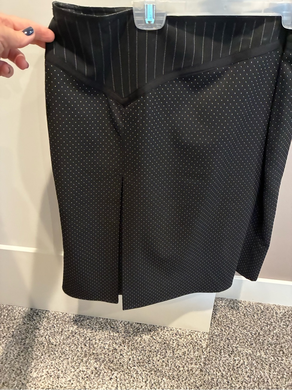 The Limited Black Pencil Skirt with Pinstripe Waistband and Microdots